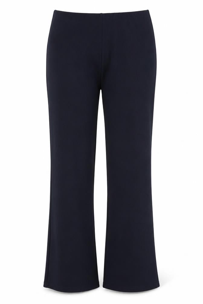 Front view of Preworn women’s blue polyester trousers, size UK 30, 29-inch leg regular