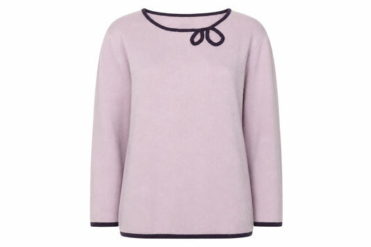 Front view of Autonomy women’s purple boat neck viscose jumper, size UK 12