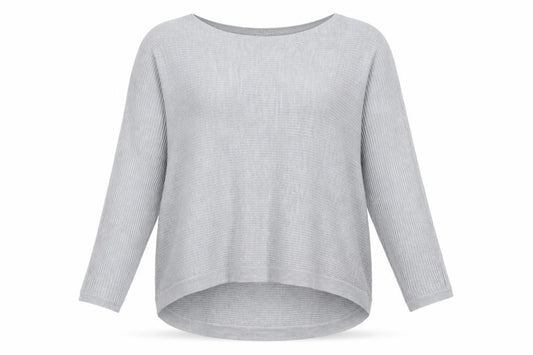 Front view of Principles women’s grey boat neck acrylic jumper, size UK 18