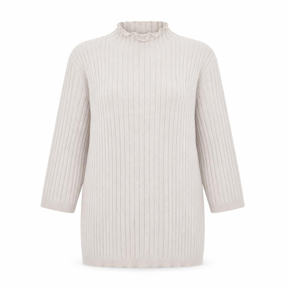 Front view of Atmosphere women’s pink high neck viscose jumper, size UK 14
