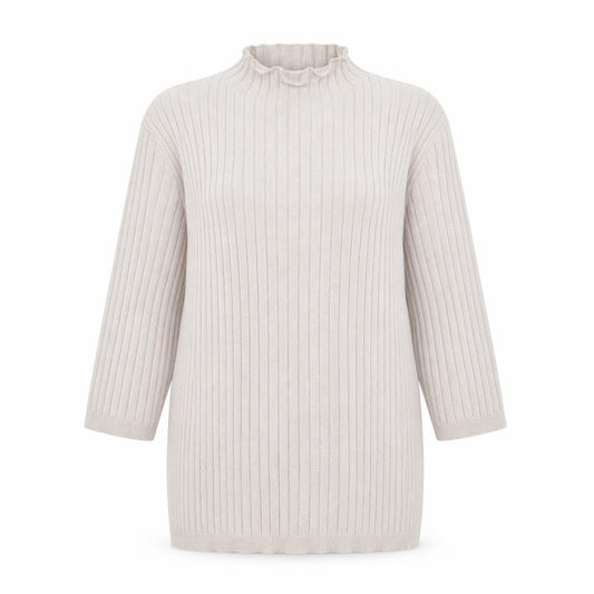 Front view of Atmosphere women’s pink high neck viscose jumper, size UK 14