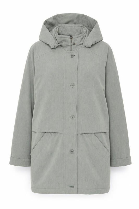 Front view of Gold women’s green jacket coat, size M, zip