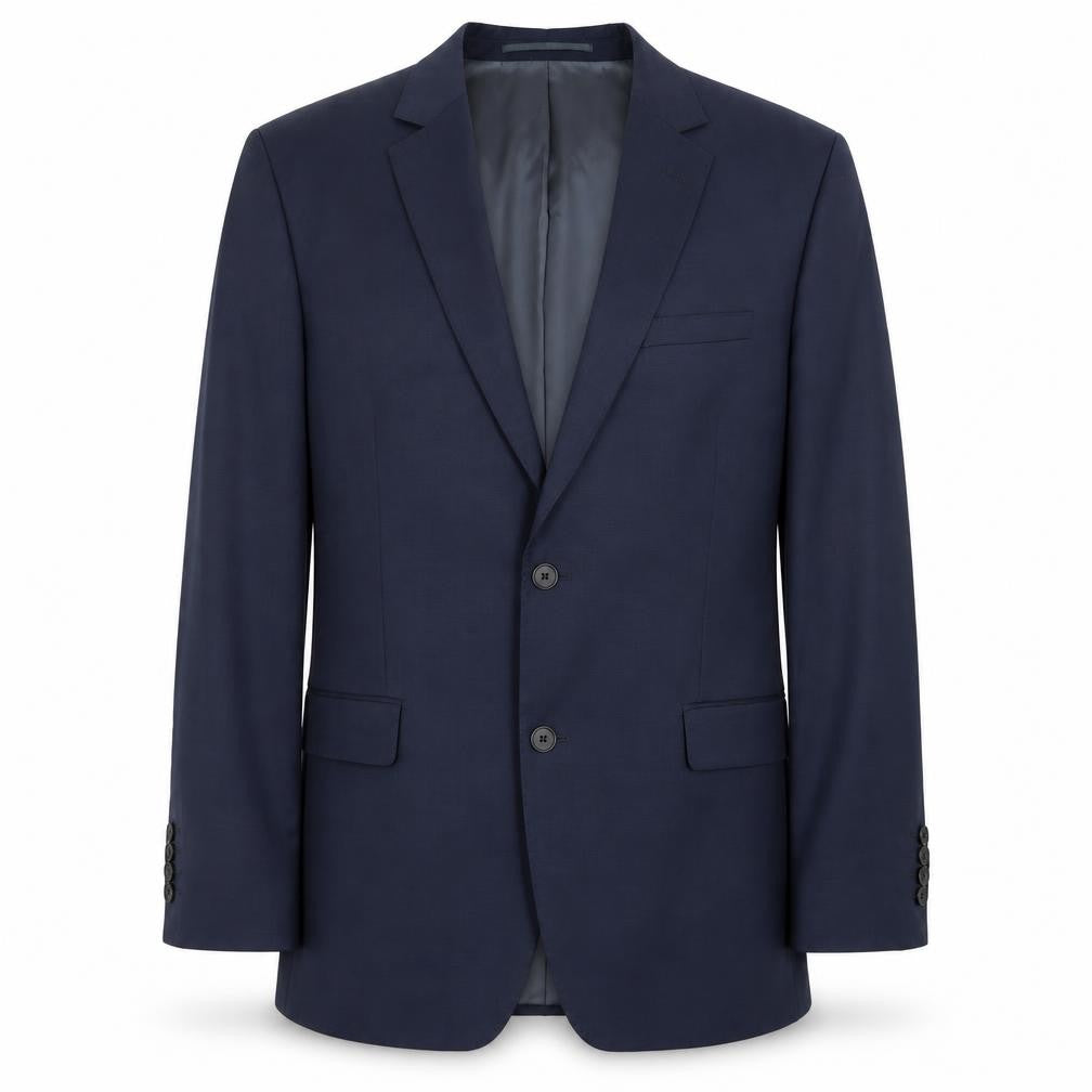Front view of Paul Costelloe men’s blue wool jacket suit jacket, size 40