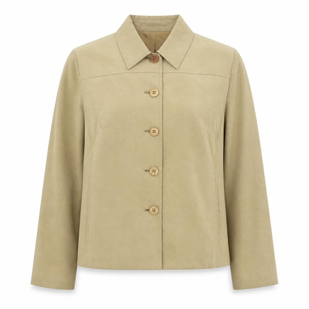 Front view of Jumper women’s green jacket, size UK 14