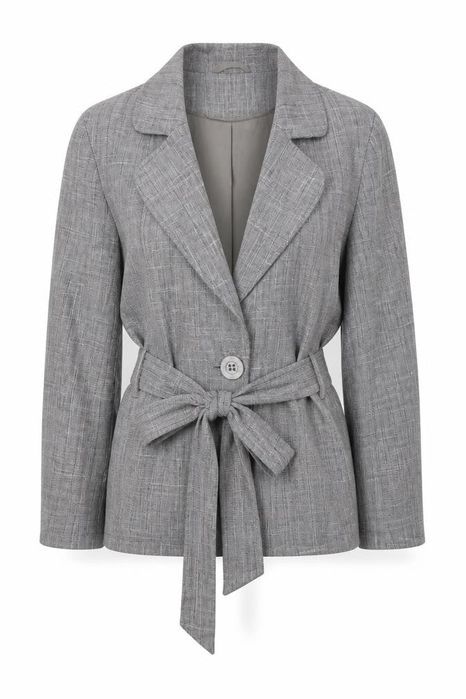 Front view of Evie Collection women’s grey jacket, size UK 14