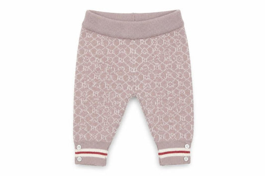 Front view of River Island Baby Brown Geometric Polyester Track Pants Trousers, size 0-3, Months