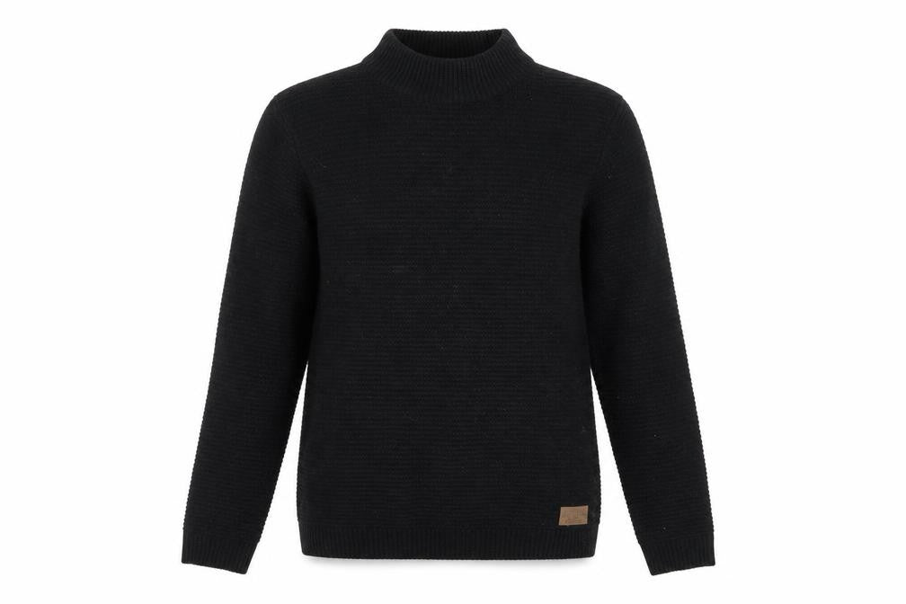 Front view of Threadbare women’s black round neck acrylic jumper, size M