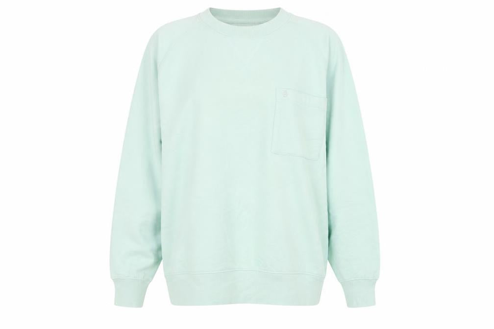 Front view of FOR women’s green round neck cotton jumper, size L