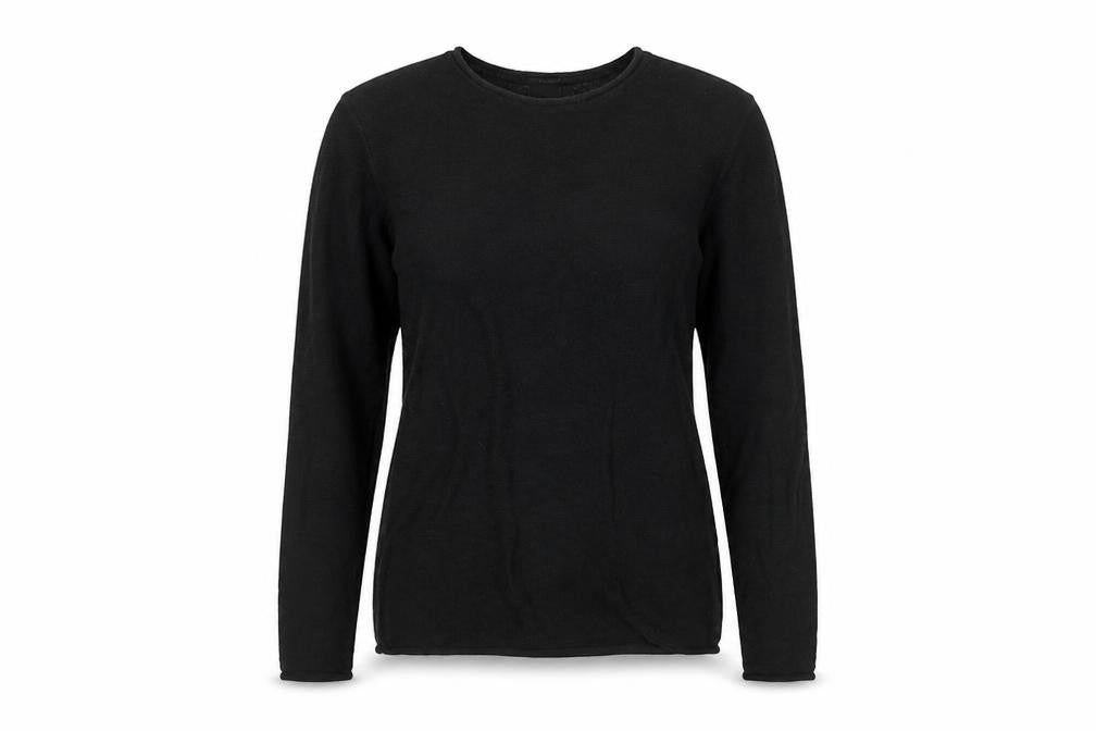 Front view of H&M women’s black round neck cotton jumper, size S