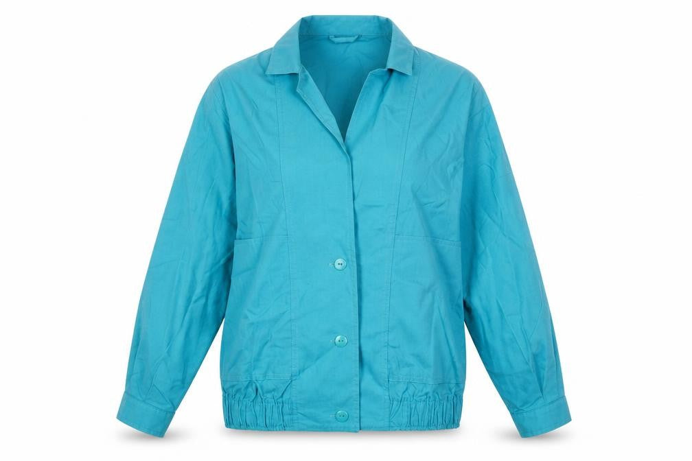 Front view of St Michael women’s blue jacket, size UK 14