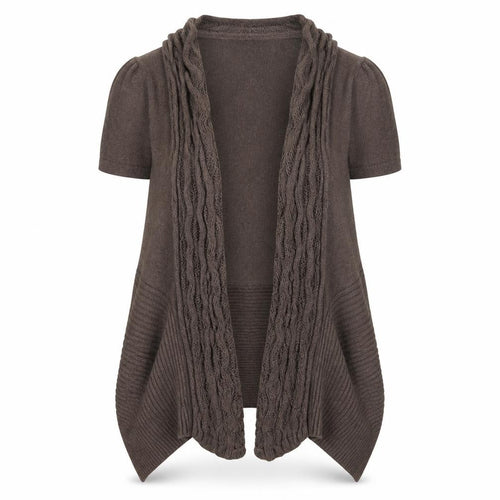 Marble Womens Brown V-Neck  Cotton Cardigan Jumper Size S