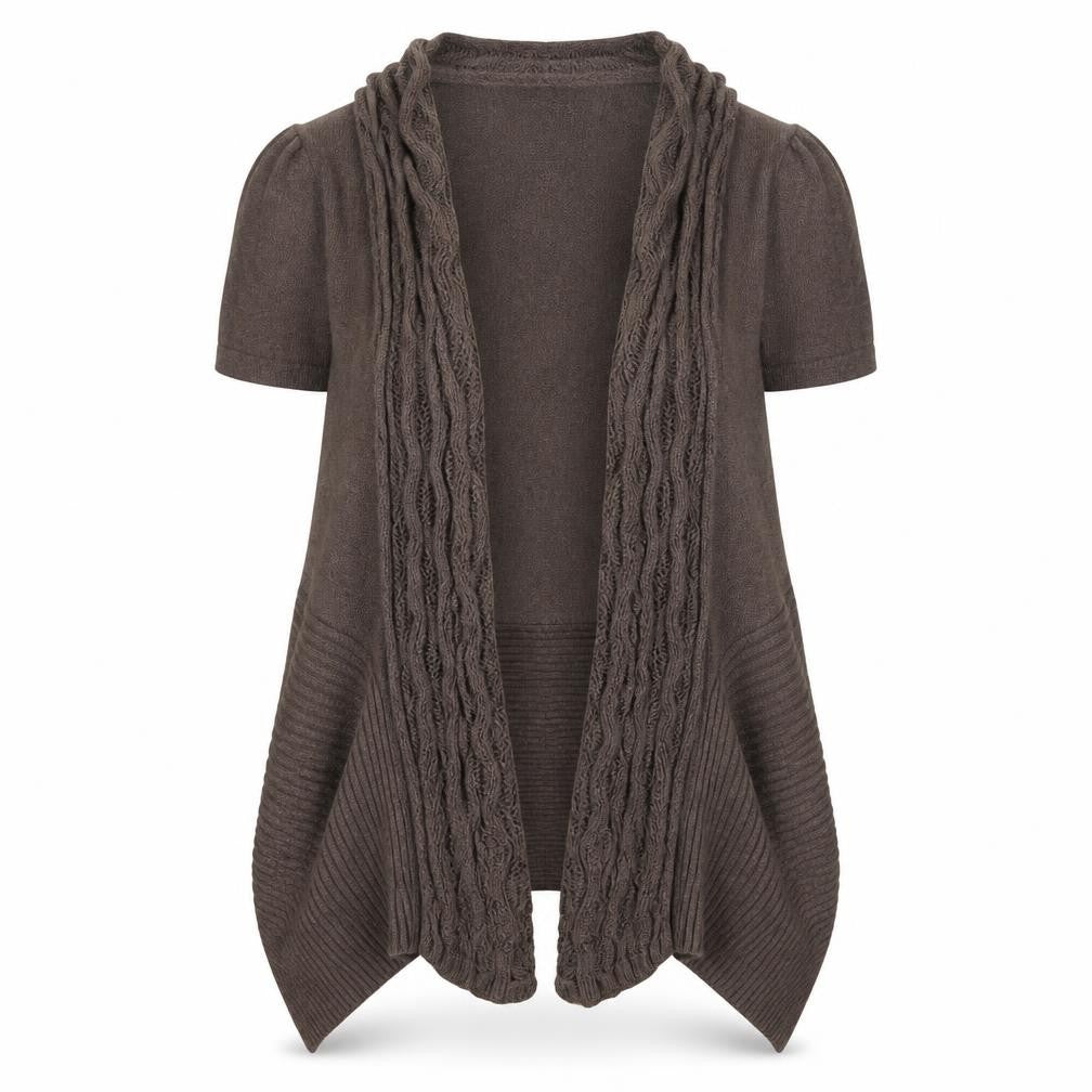Marble Womens Brown V-Neck  Cotton Cardigan Jumper Size S