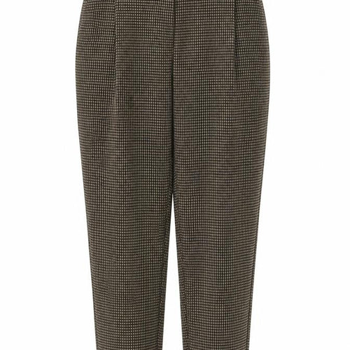 Marks and Spencer Womens Brown Geometric Polyester Carrot Trousers Size 12 L28 in Regular Zip