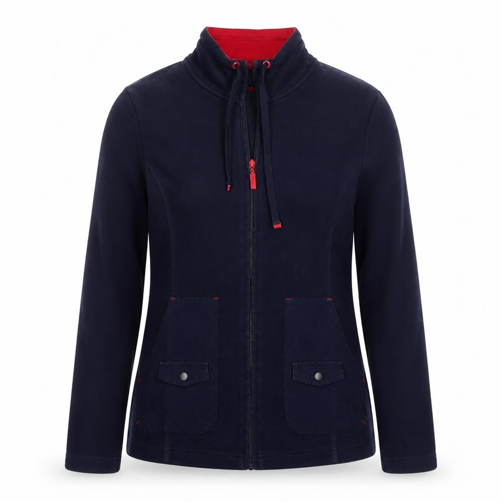Front view of Dash women’s blue jacket, size UK 10, zip