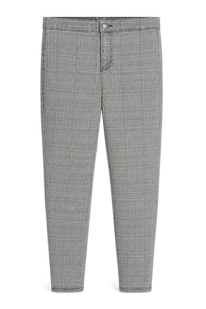 Topshop Womens Grey Plaid Cotton Skinny Jeans Size 30 in L28 in Regular Zip