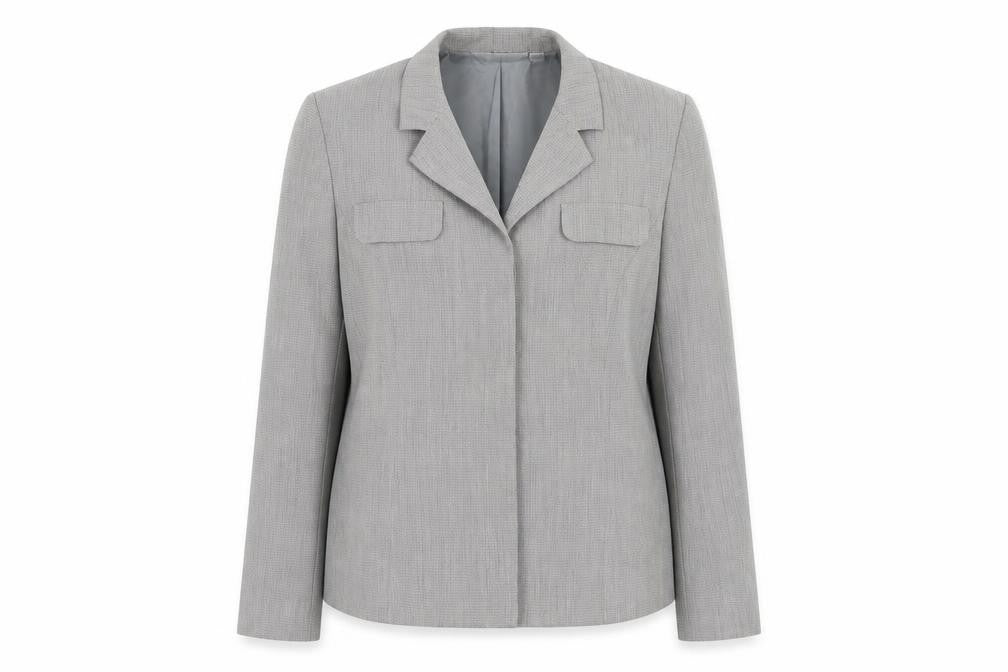 Front view of Next women’s grey jacket blazer, size UK 12, button