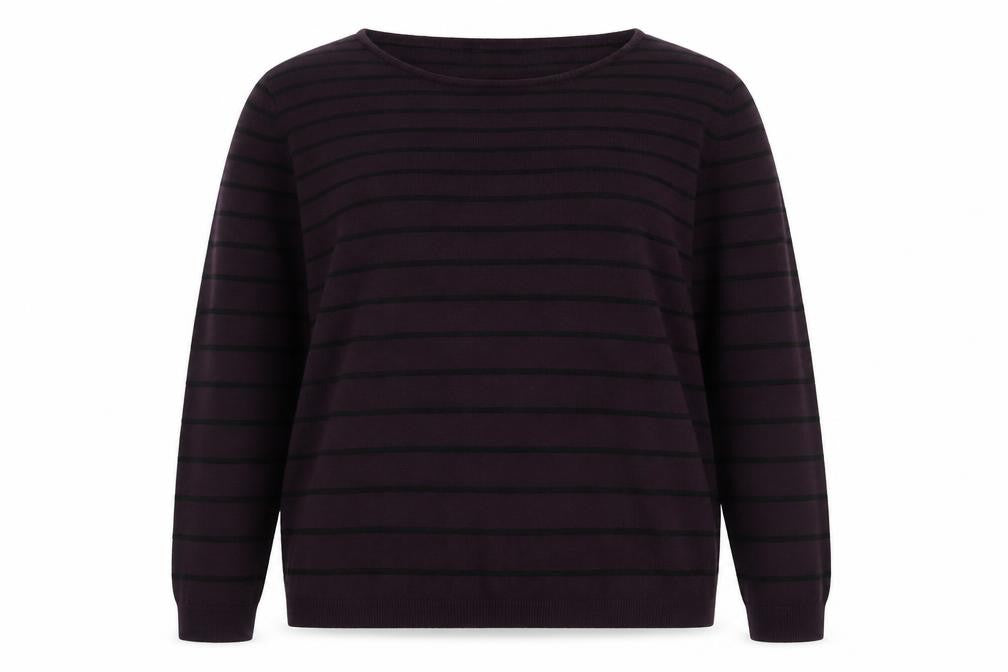 Debenhams Womens Purple Round Neck Striped Viscose Pullover Jumper Size 14