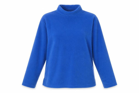 Front view of Damart women’s blue polyester pullover sweatshirt, size UK 10