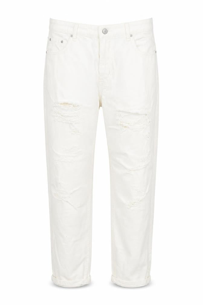 Topshop Womens Beige  Cotton Straight Jeans Size 30 L30 in Regular Button