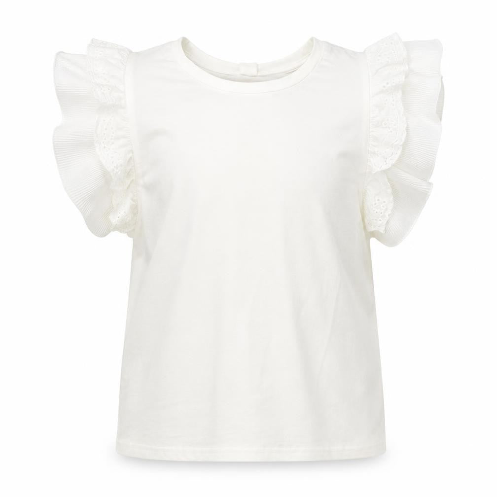 Front view of SHEIN girls’ white cotton basic blouse, size 14, years round neck