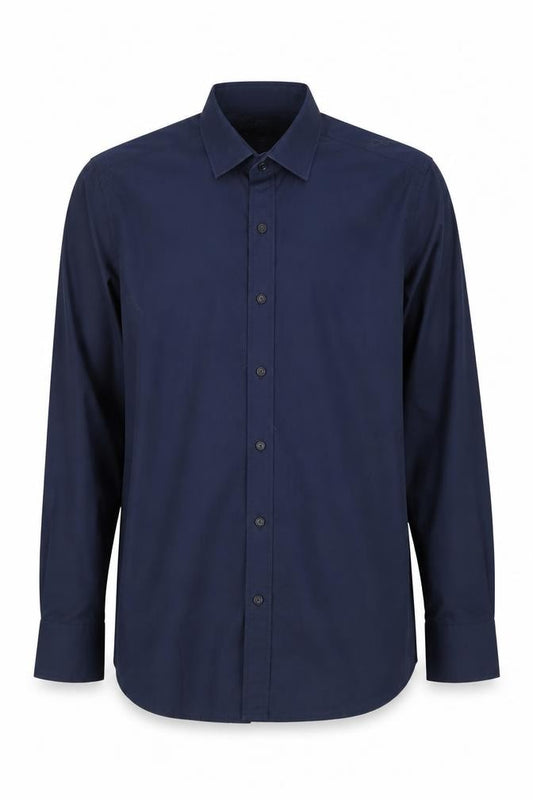 Front view of Replay men’s blue cotton button-up, size S, collared