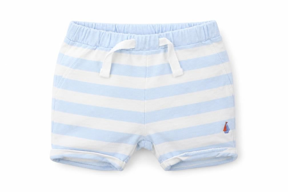 NEXT Boys Blue Striped 100% Cotton Cropped Trousers Size 3-6 Months  Tie