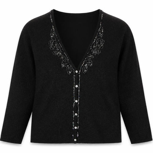 Fabrizio Womens Black V-Neck  Viscose Cardigan Jumper Size M