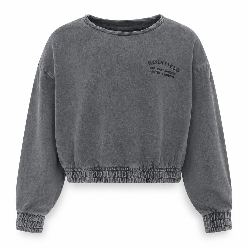 Front view of George girls’ grey cotton pullover sweatshirt, size 8-9, years pullover