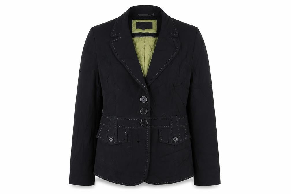 Front view of Next women’s black jacket blazer, size UK 8, button