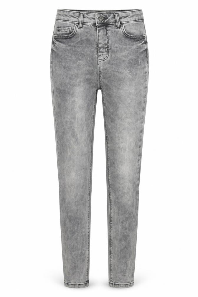 Front view of Denim & Co. women’s grey cotton skinny jeans, size UK 8, 31-inch leg regular button