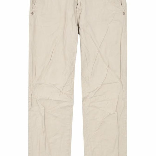 Indigo Womens Beige  Cotton Trousers  Size 30 in L29 in Regular Button