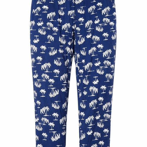label Be Womens Blue Geometric Cotton Trousers  Size 12 L26 in Regular Hook & Eye