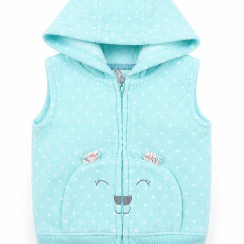 Carters Girls Green Polka Dot  Gilet Jacket Size 12 Months   Zip