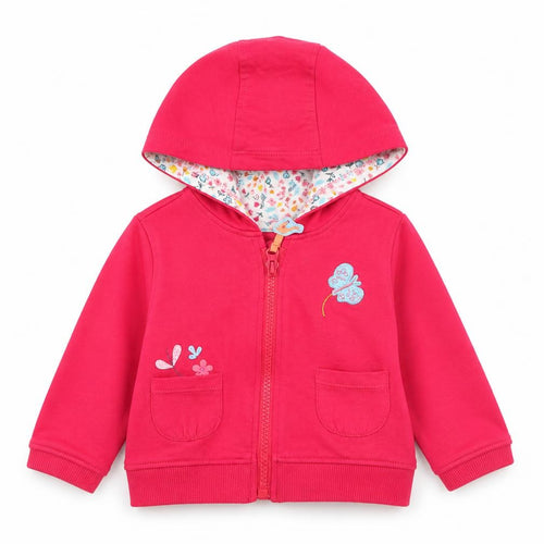 Peacocks Girls Pink Floral Cotton Full Zip Jumper Size 0-3 Months  Zip - Flowers