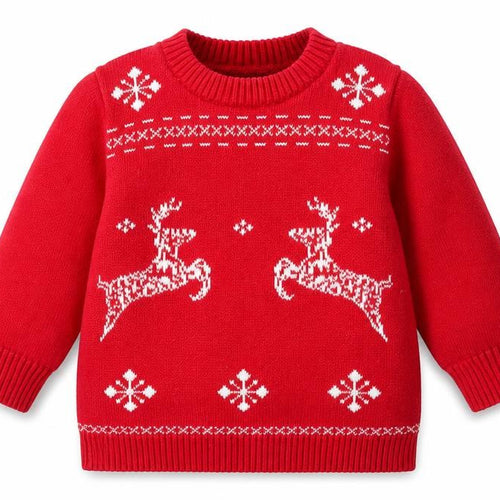 Marks and Spencer Baby Red Fair Isle Cotton Pullover Jumper Size 3-6 Months  Button - Christmas  Jumper
