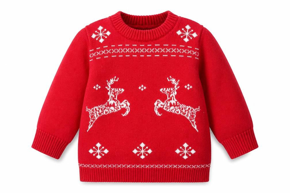 Marks and Spencer Baby Red Fair Isle Cotton Pullover Jumper Size 3-6 Months  Button - Christmas  Jumper
