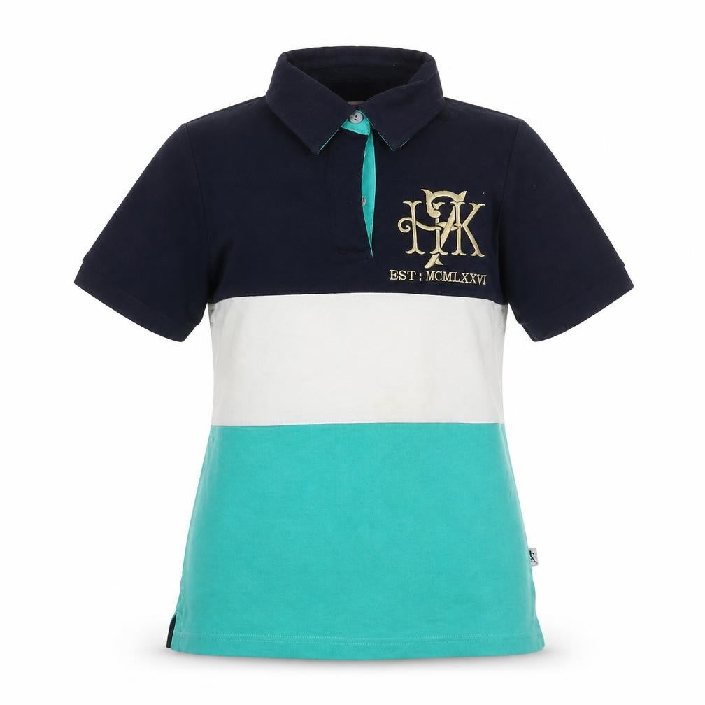 Front view of Kukri women’s multicoloured cotton basic polo, size UK 8, collared button