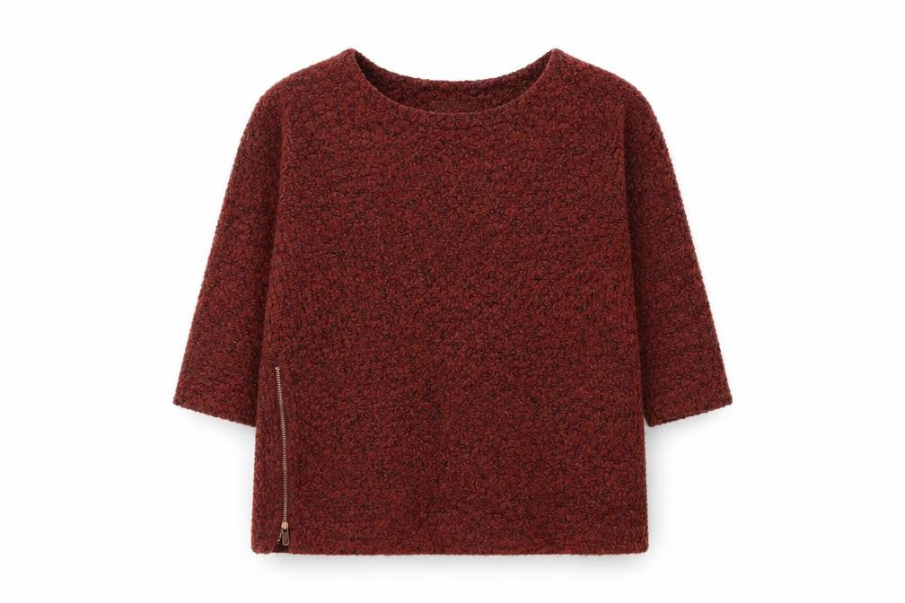 Front view of Next women’s red round neck polyester jumper, size UK 12