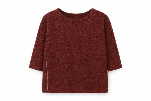 Front view of Next women’s red round neck polyester jumper, size UK 12