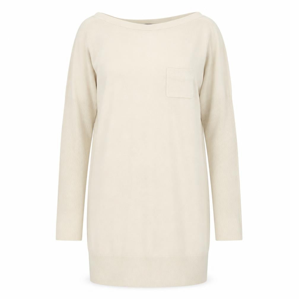 Front view of Dorothy Perkins women’s beige round neck polyester jumper, size UK 10
