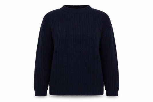 Front view of Debenhams women’s blue round neck polyester jumper, size M