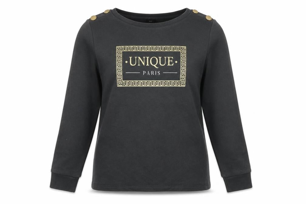 Front view of River Island women’s grey polyester pullover sweatshirt, size S, pullover - unique