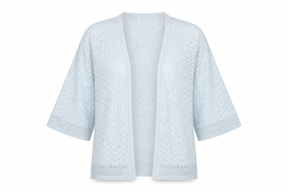 Marks and Spencer Womens Blue Square Neck  Acrylic Cardigan Jumper Size 16