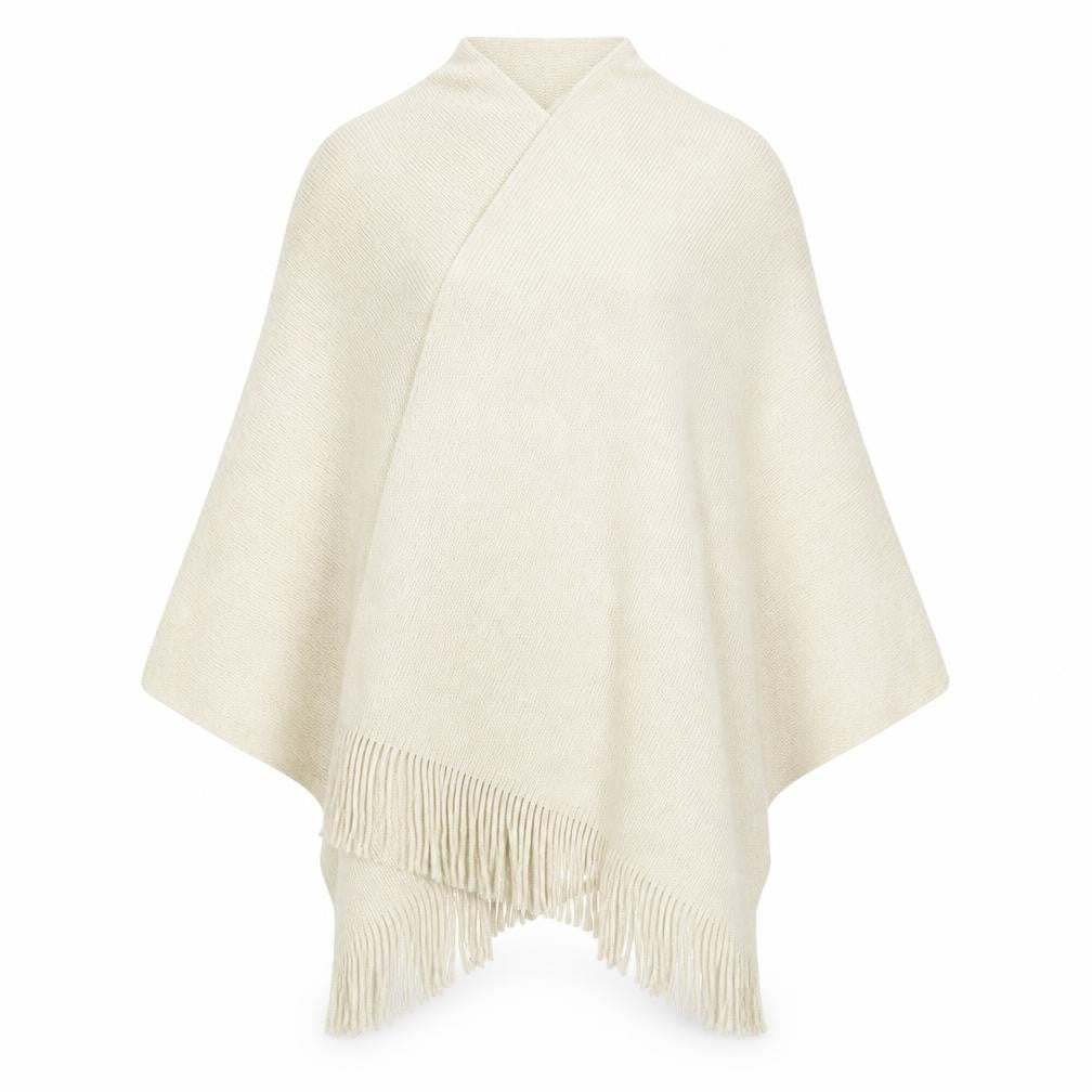 F&F Womens Beige Round Neck  Acrylic Cape Jumper One Size