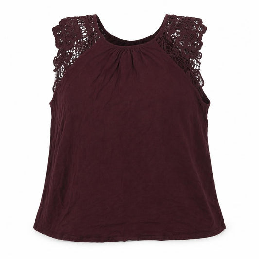 Front view of H&M women’s purple polyester basic tank, size M, round neck