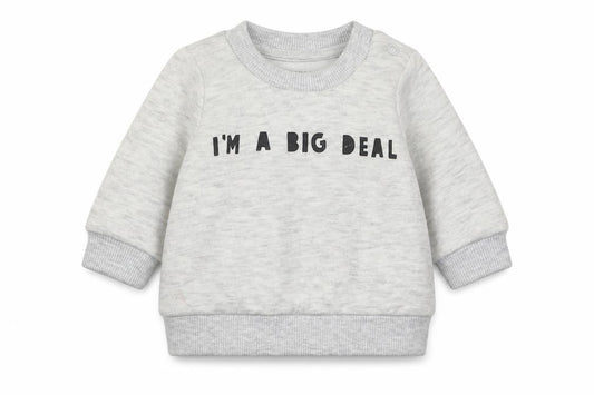 Front view of Primark Baby Grey Cotton jumper, size 0-3, Months