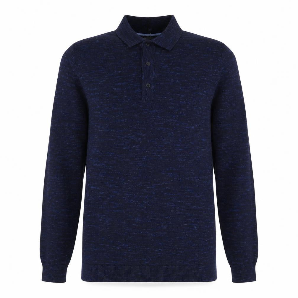 Front view of Marks & Spencer women’s blue collared cotton jumper, size S