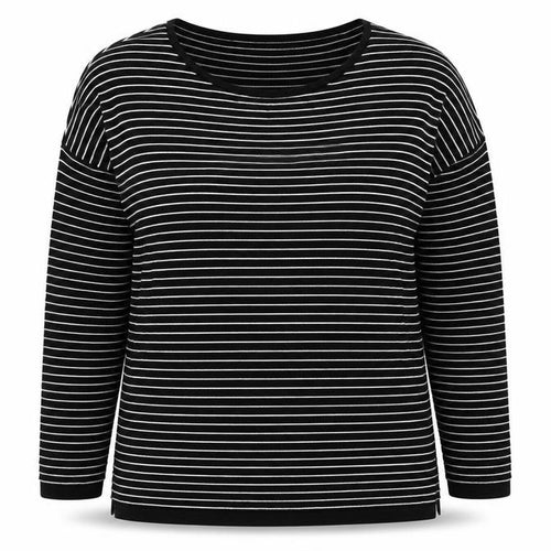 Marble Womens Black Boat Neck Striped 100% Cotton Pullover Jumper Size 18   - Ribbed
