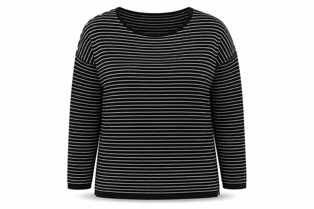 Marble Womens Black Boat Neck Striped 100% Cotton Pullover Jumper Size 18   - Ribbed