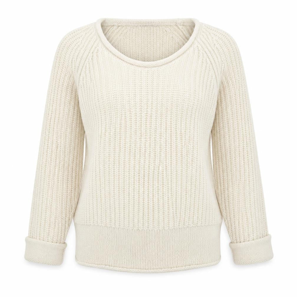 Front view of Gap women’s ivory v-neck acrylic jumper, size XS